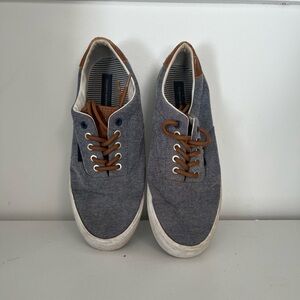 Tommy Hilfiger Gray Canvas Sneakers with Brown Accents